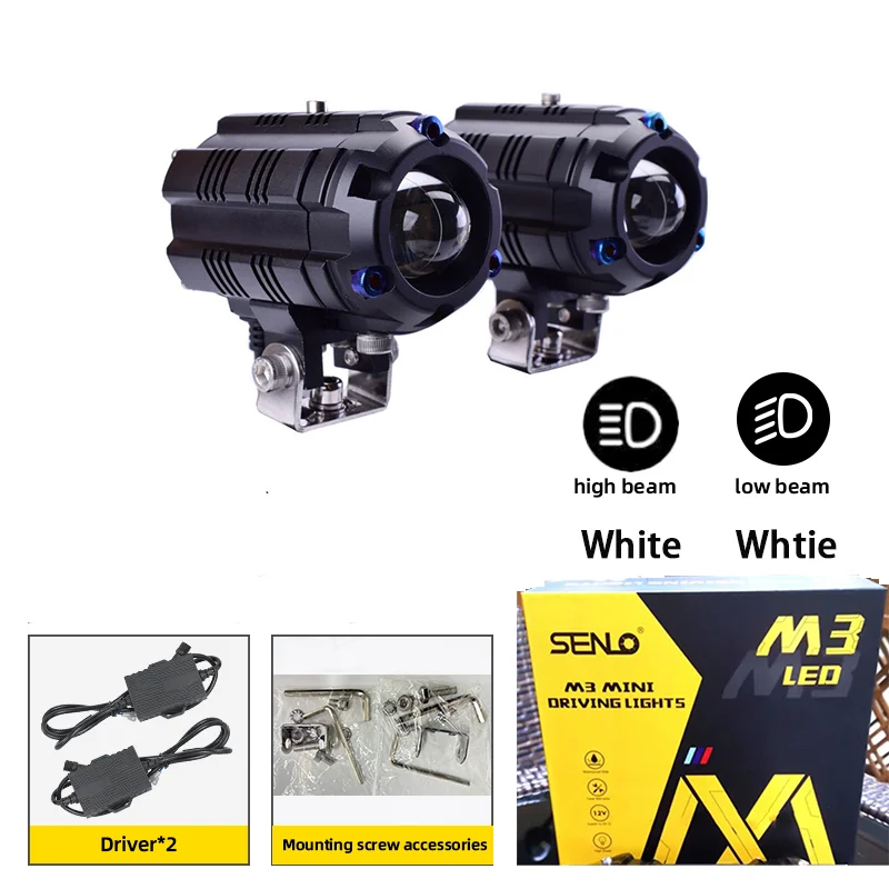 

Senlo 2 шт. мотоциклетные светодиодные фары 12 В яркие светодиодные фонари лампы для мотоцикла Moto светодиодные вспомогательные прожекторы противотуманные фары 60 Вт