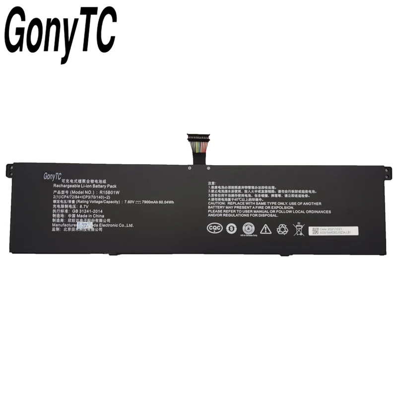 GONYTC 7.60V 7900mAh 60.04Wh R15B01W New Original Laptop Battery For Xiaomi Pro i5 15.6