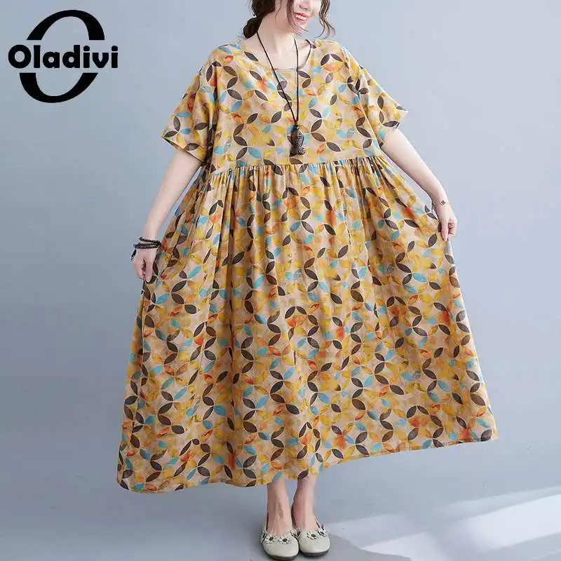 

Oladivi Oversized Women Clothing Maxi Long Dress Fashion Print Summer Boho Beach Dresses Big Tunic Vestidio 4XL 5XL 6XL 7XL 8XL