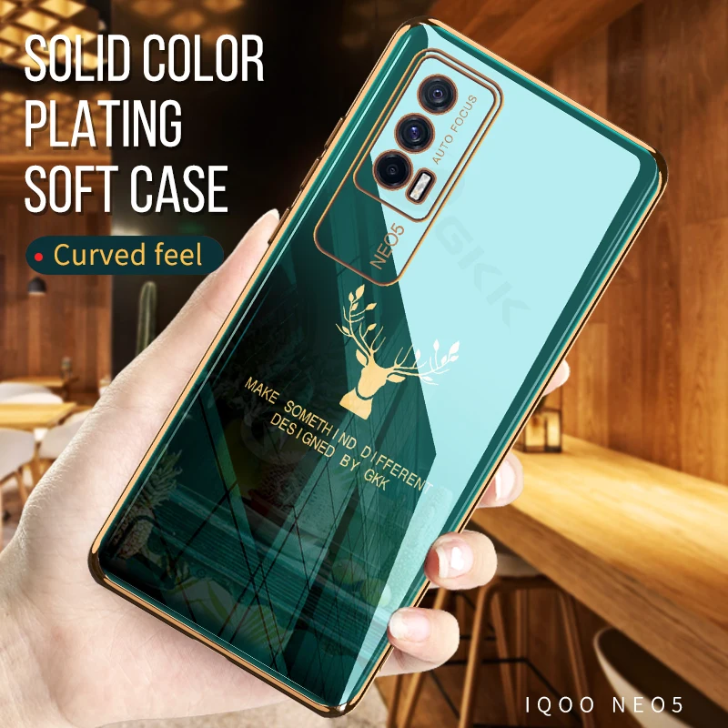 

GKK Case For Vivo IQOO NEO 3 5 7 Luxury Plating Soft Anti-knock Lens Protection Soft Cover For IQOO NEO 3 5 7 Case + Screen Film