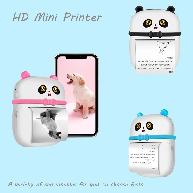 Mini Pocket Printer Gifts for Kids Portable Thermal Printer for Pictures Retro Photos Receipts Notes Lists Label Memo QR Codes