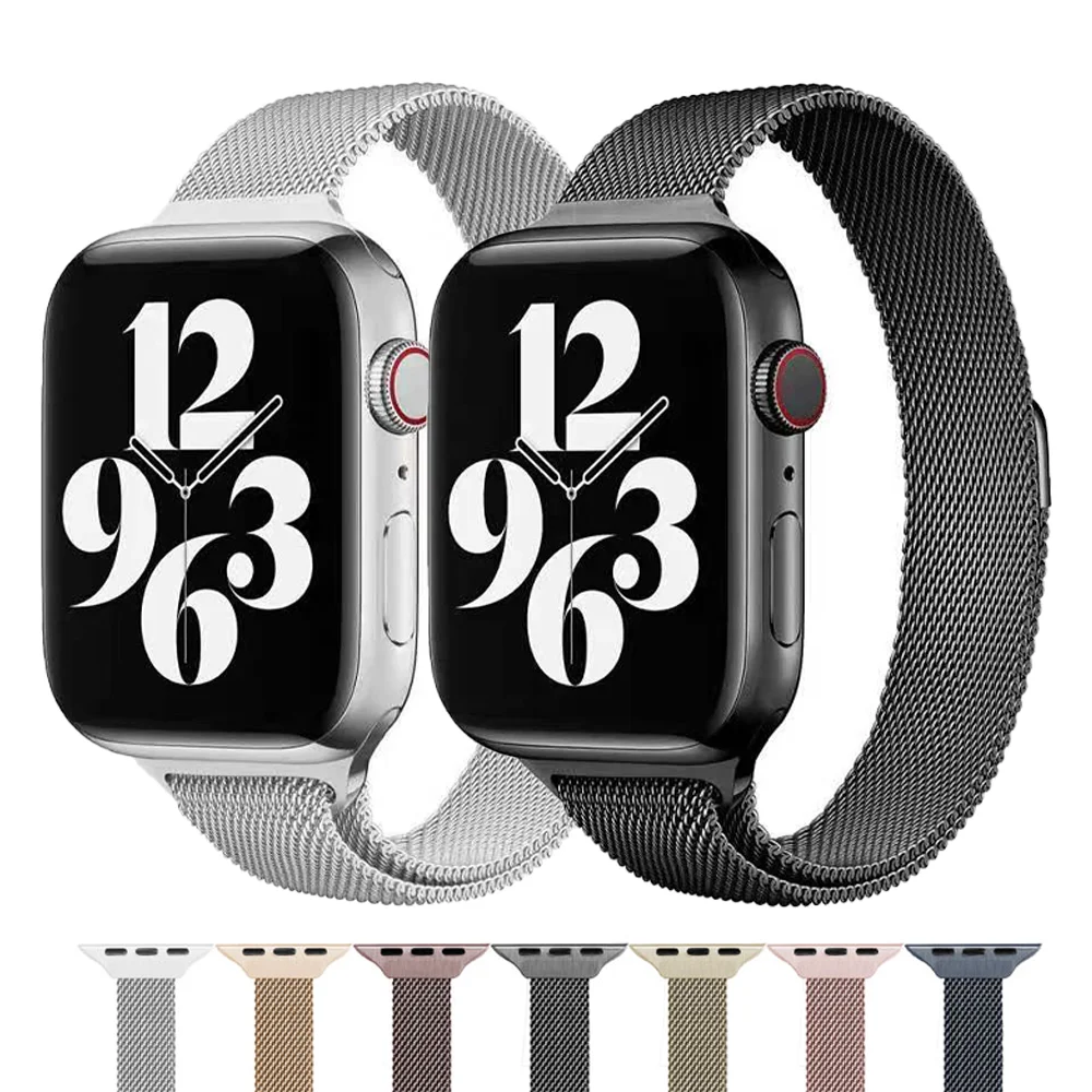 

Ремешок для Apple watch band 40 мм 44 мм 38 мм 42 мм, тонкий браслет с магнитной петлей для iwatch Series 3 4 5 6 se 7 45 мм 41 мм