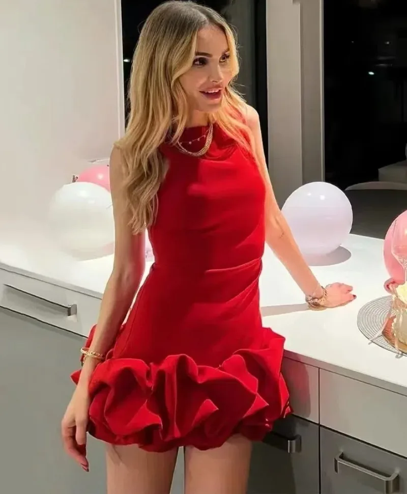 Красное сексуальное вечернее короткое платье для женщин шикарное элегантное