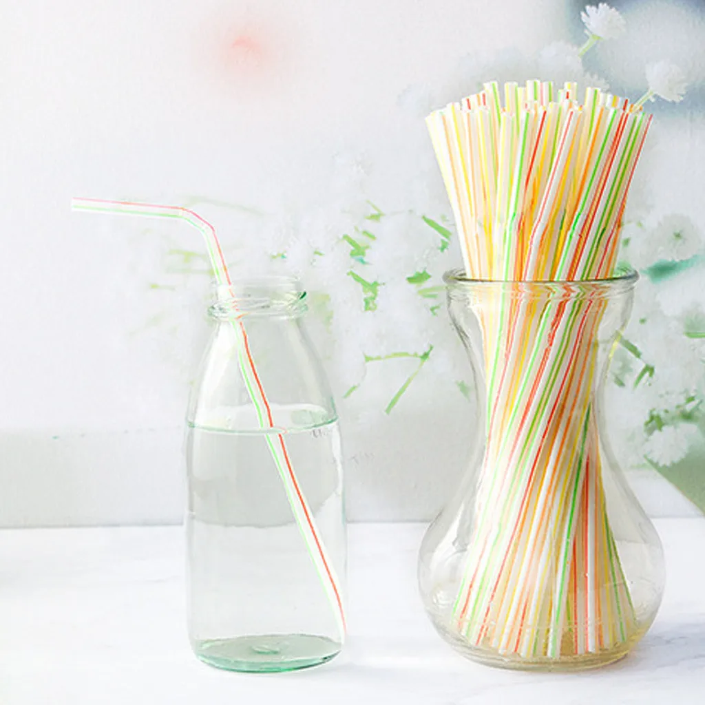 

400 PCS Flexible Disposable Plastic Drinking Straws-Assorted Colors