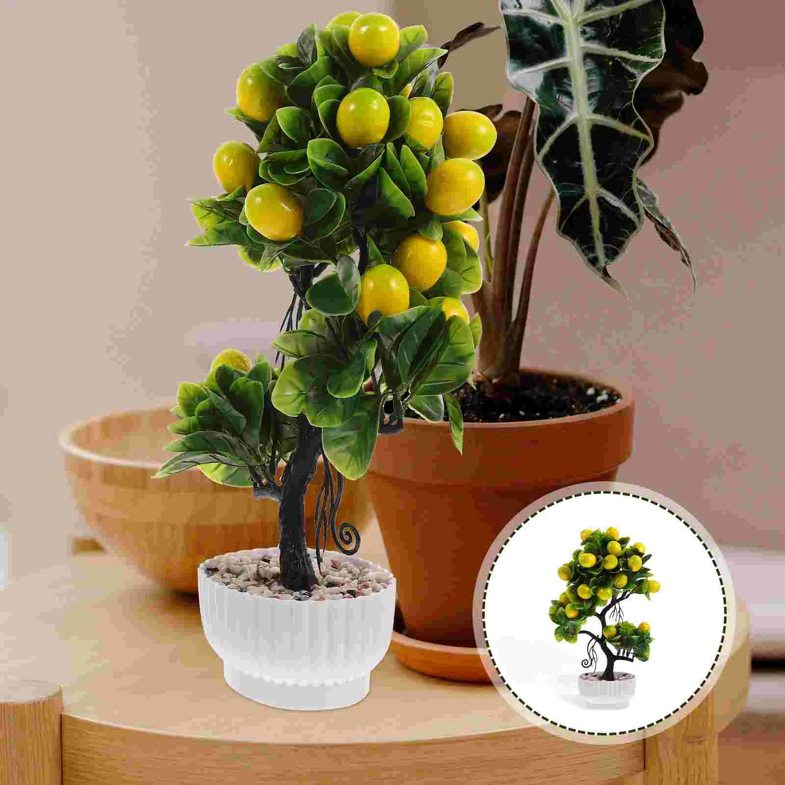 

Artificial Fruit Tree Simulation Lemon Fake Decors Home Desktop Bonsai Pvc Simulated Office End Table