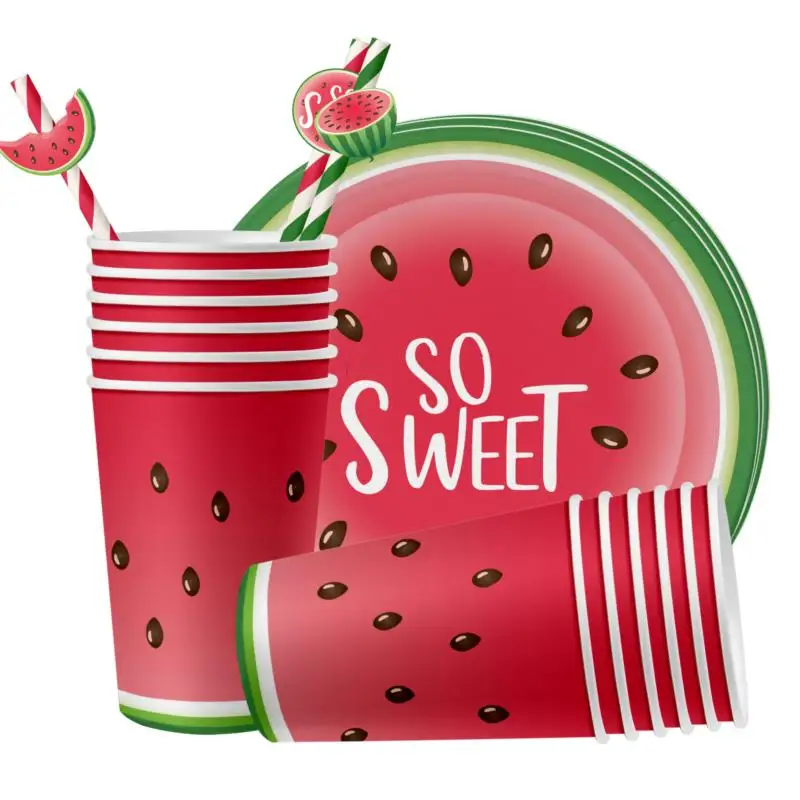 

Арбуз, искусственные чашки, скатерть из соломы для детской вечеринки, тема «One In A Дыня», для дня рождения, Летняя Вечеринка, одноразовые товары