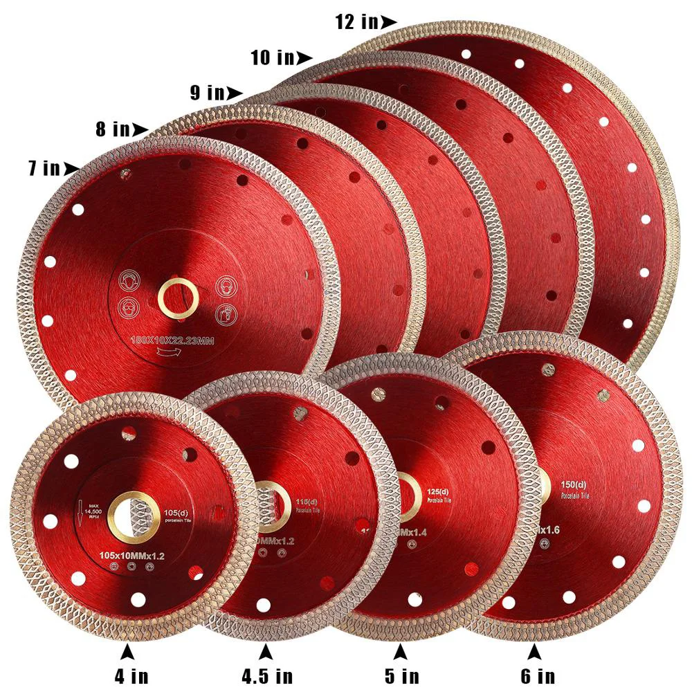 Dia 4“-10” Tile Blade Super Thin Diamond Saw Blade Porcelain Blade for Cutting Porcelain Ceramic Granite Marble