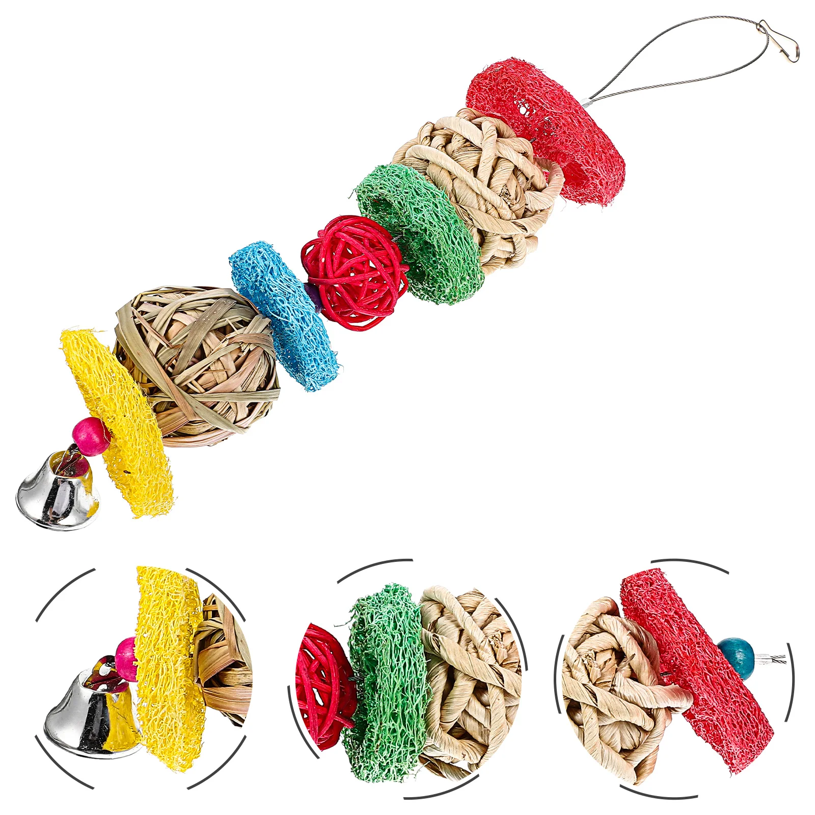 

Toy Parrot Bird Hanging Toys Chew Plaything Parakeet Cage Chewing Teething Petbiting Playing Birds Tearing Bite String