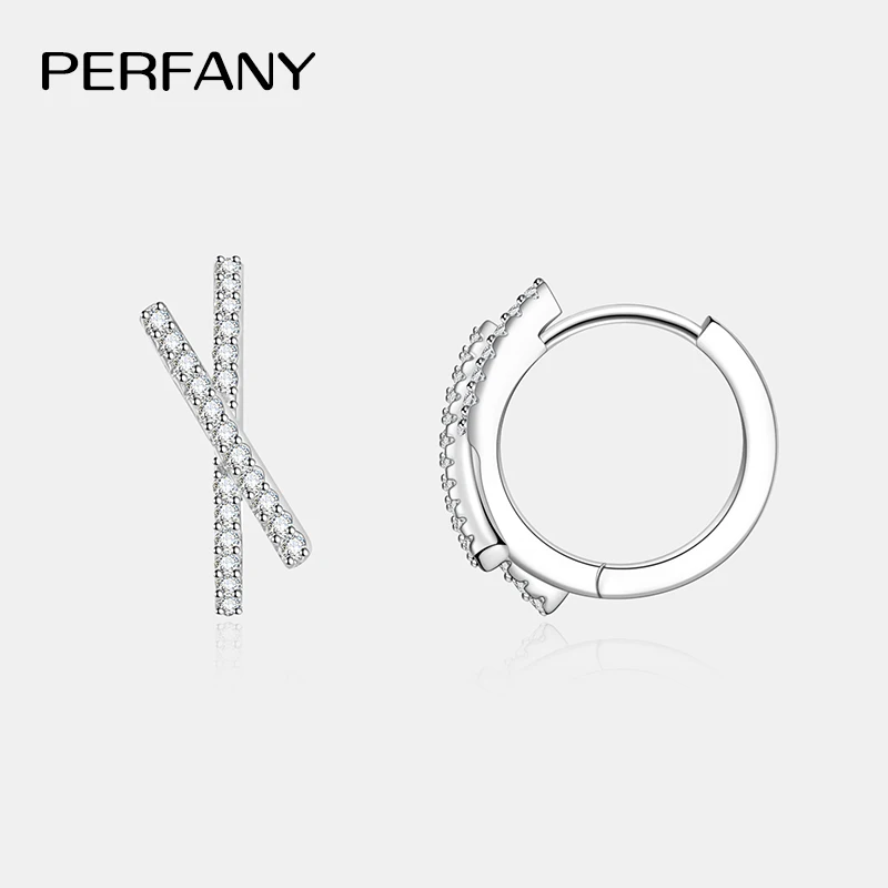 PERFANY 0,28 карата серьги-кольца с муассанитом женские S925 чистый серебряный крест дизайн лабораторные бриллианты модные украшения подарок на вечеринку (art.: 3920cd403f409) - 3920cd403f409