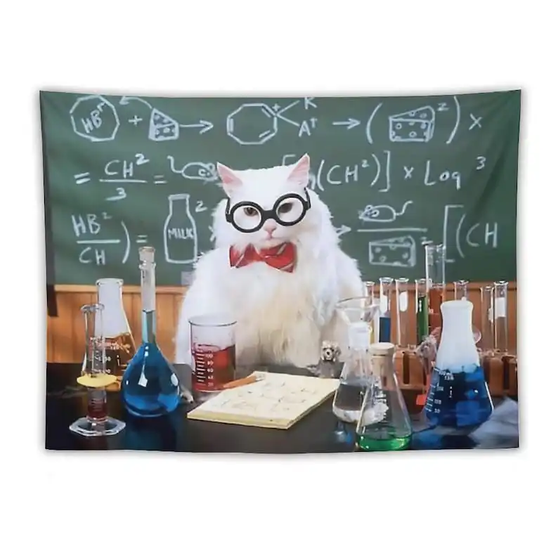 

Chemistry Cat Tapestry Funny Tapestries Wall Hanging Wall Tapestry for Bedroom Aesthetic for Living Room College Dorm Decor