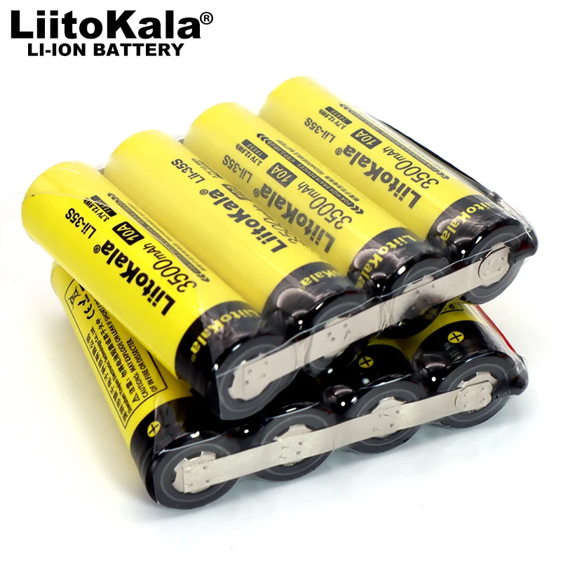 

Литиевая аккумуляторная батарея LiitoKala Lii-35S, 14000 мА · ч, 1S4P, 3,7 в, 18650, 3500 мА · ч, 14 А · ч, для самостоятельной сварки, силиконовый провод