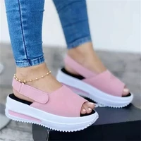 2022 summer new fashion sandals fish mouth platform solid color hollow womens shoes casual rhinestone zipper bag root