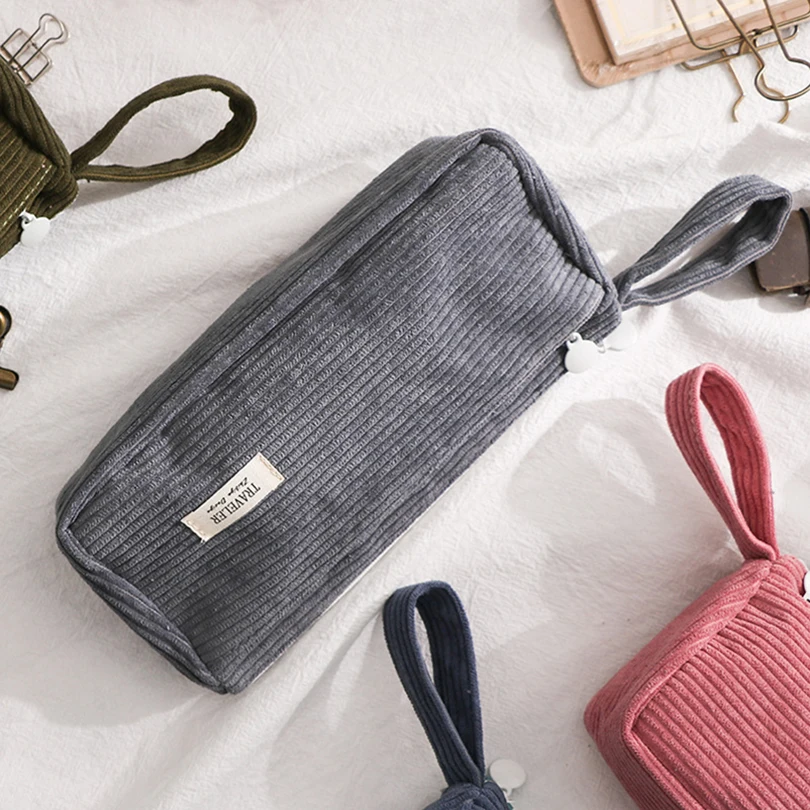 Case Korean Stationery Pencil Box Estuche Escolar Pen Case Corduroy School Supplies Trousse Pencil Cases For Girls