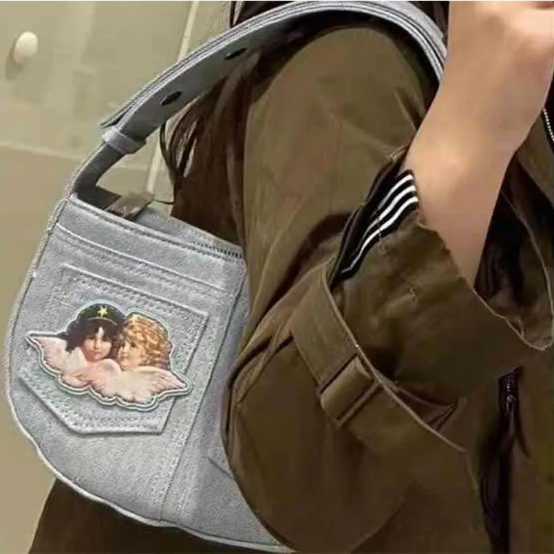 Джинсовая ретро-сумка унисекс дневного белого цвета сумки для подмышек