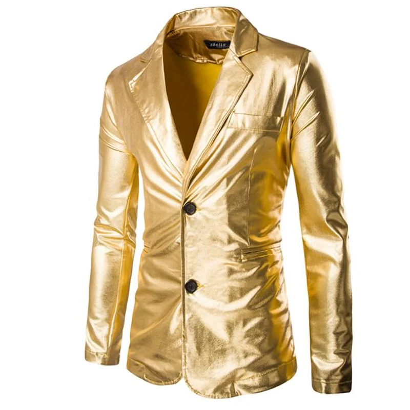 

Punk silver gold suits men blazer masculino slim fit casaco jaqueta masculina hot stamping glossy coats mens jacket gold silver