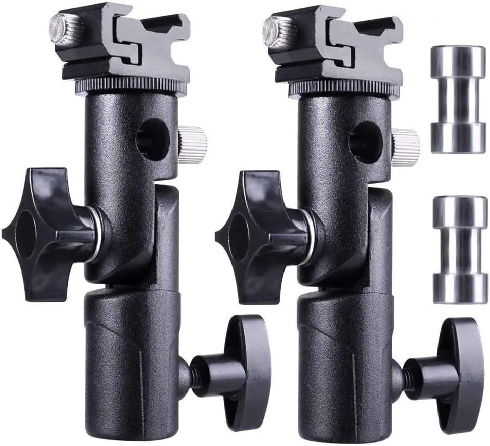 

2x Camera Speedlite Mount Flash Stand Bracket Umbrella Mount Holder Shoe Mount Compatible with Nikon Pentax Olympus Nissin Metz
