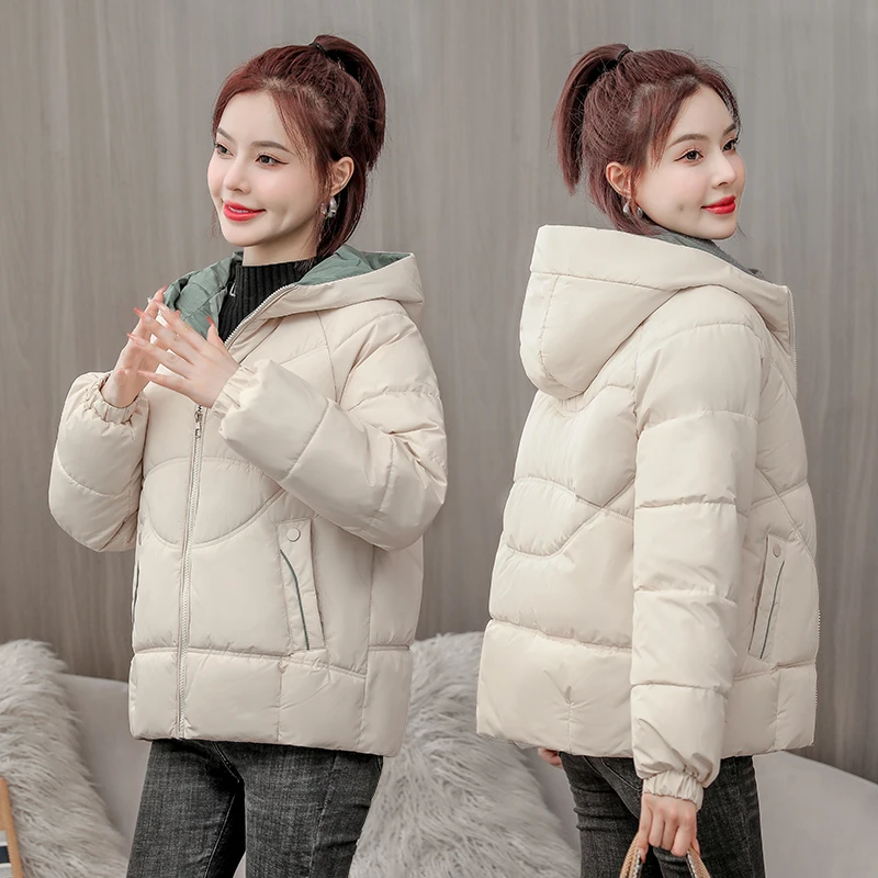 Parka Women 2022 Winter Jacket Women Coat Hooded Outwear Female Parka Thick Cotton Padded Lining Winter Female Basic Coats