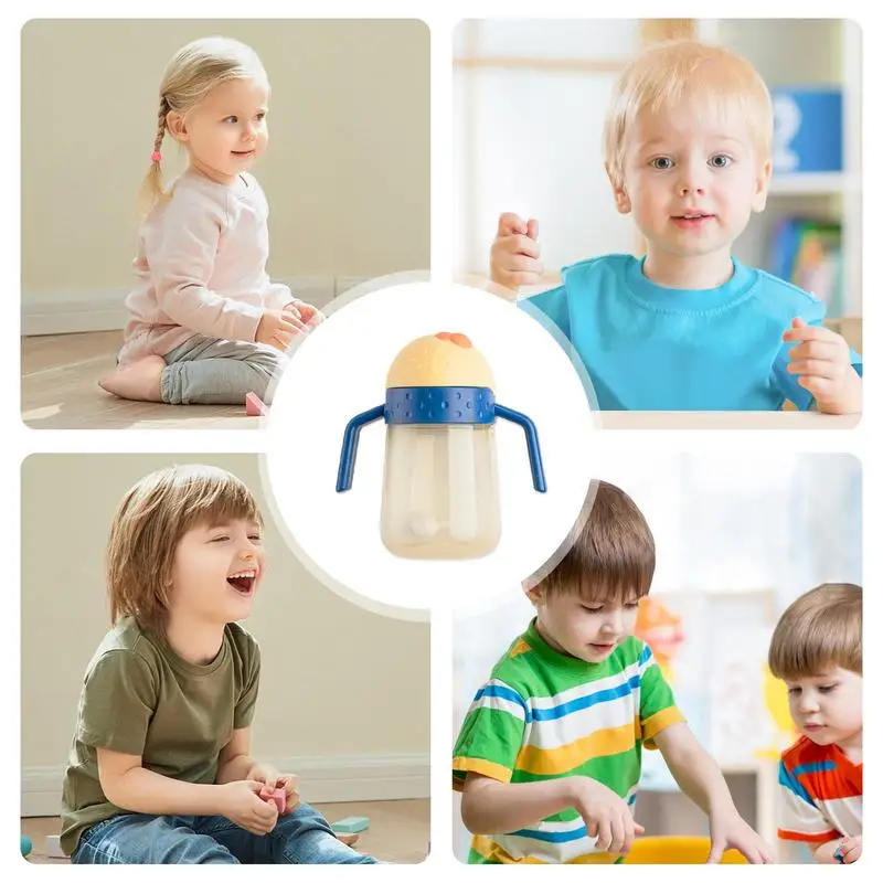 Соломенная тренировочная чашка детская с ручкой и соломинкой непротекающая