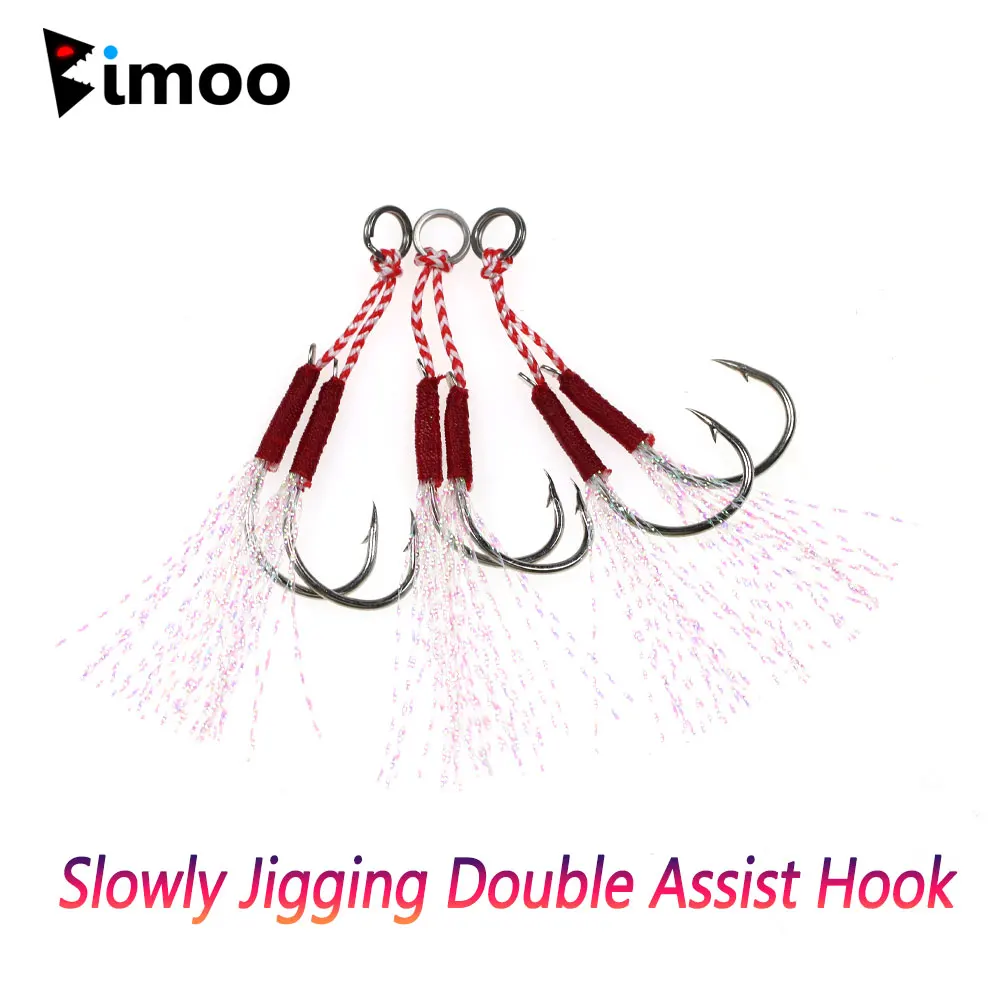 

Bimoo 20 Pairs Slowly Jigging Double Barbed Assist Hooks High Carbon Steel Pesca Metal Jig Assist Hooks Sea Fishing Lure Tackle