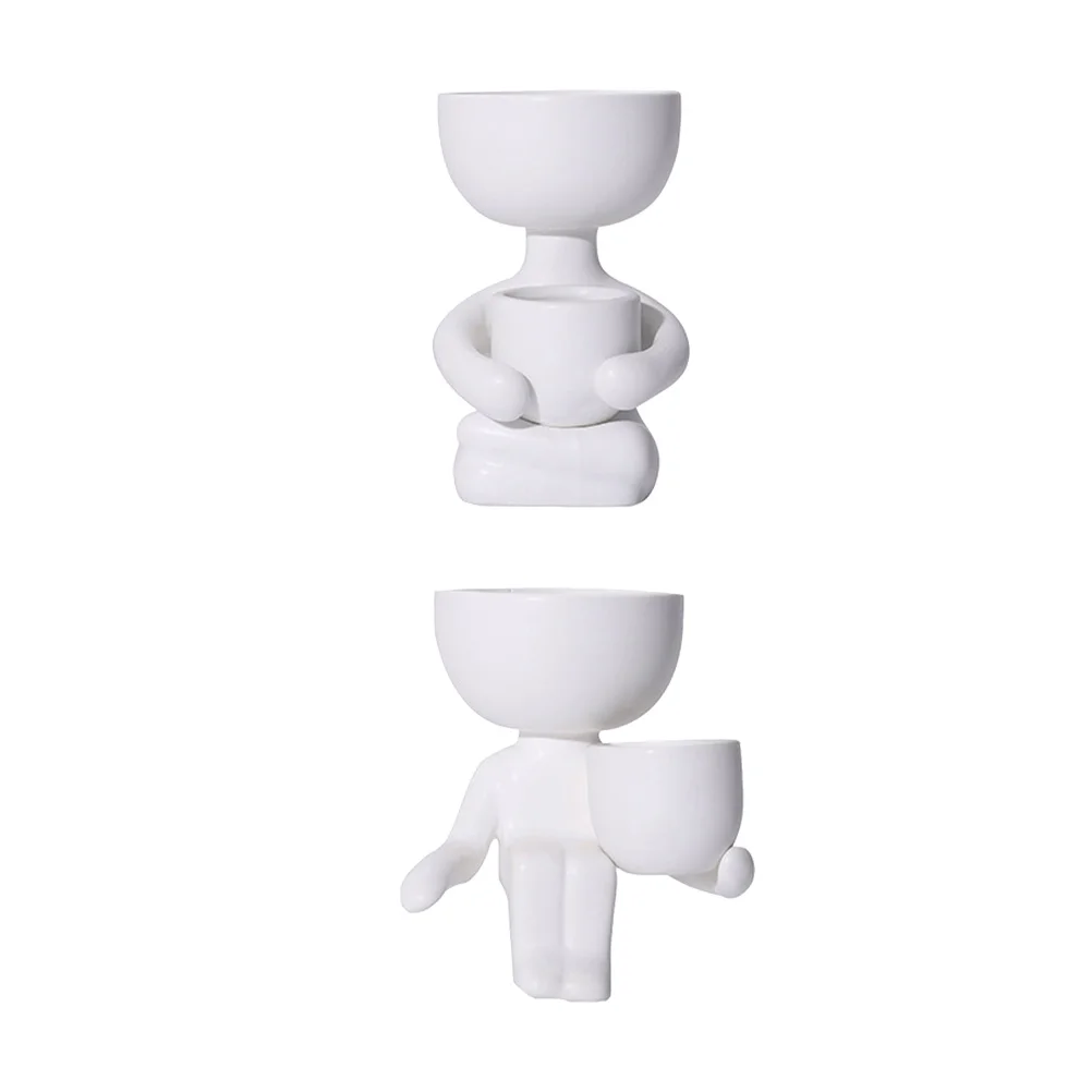 

2pcs Succulent Flowerpots Plant Pots Creative Ceramic Garden Planter Ornament Planting Pot