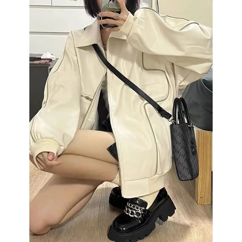 Women's Leather Jacket PU Leather Jacket Women Korean Coats Jackets Leather Jacket for Women Winter Jacket Women Trench Coats