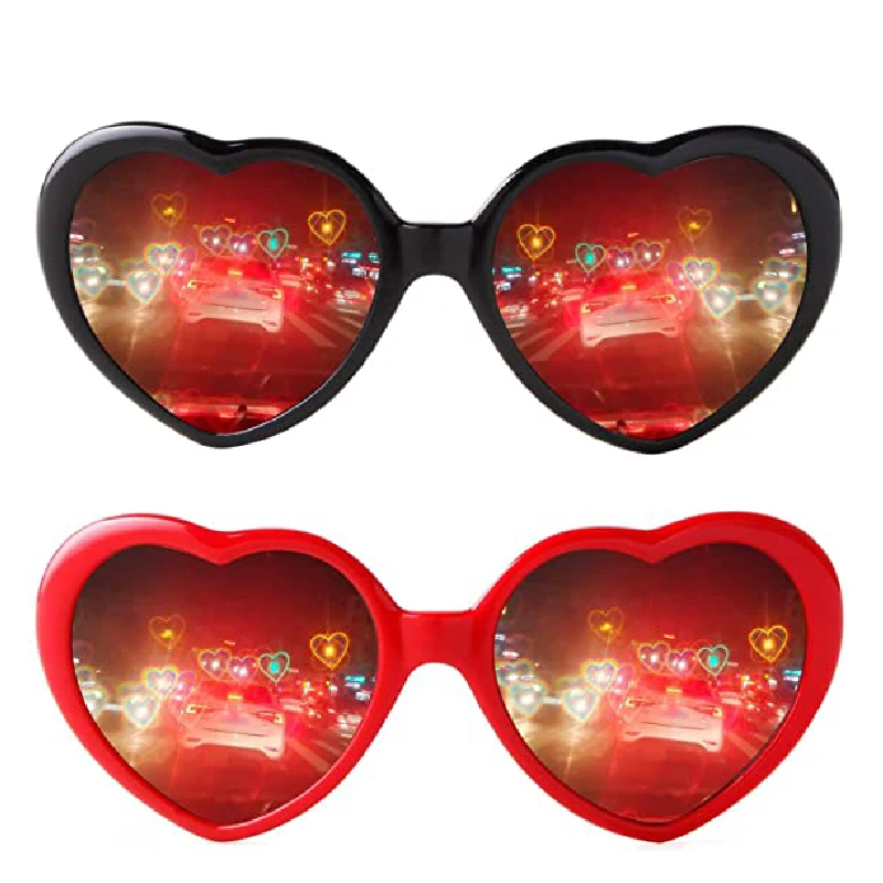 

2022 Love Heart Shaped Effect Glasses Watch The Lights Change Love Image Heart Diffraction Glasses At Night Sunglasses For Women