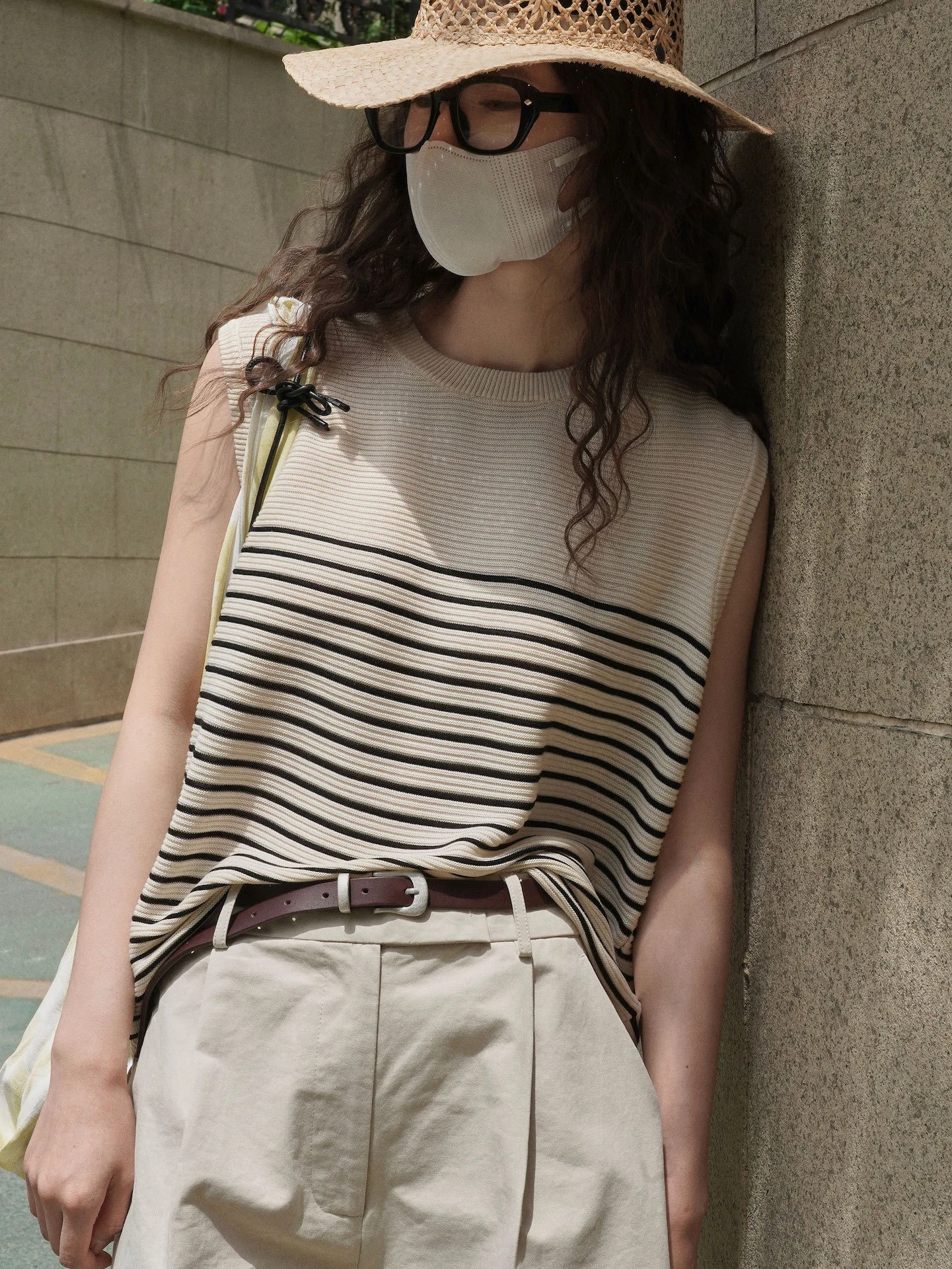 

Summer Korean Striped Sleeveless Shirt Vest Slim Casual Tank Top For Women