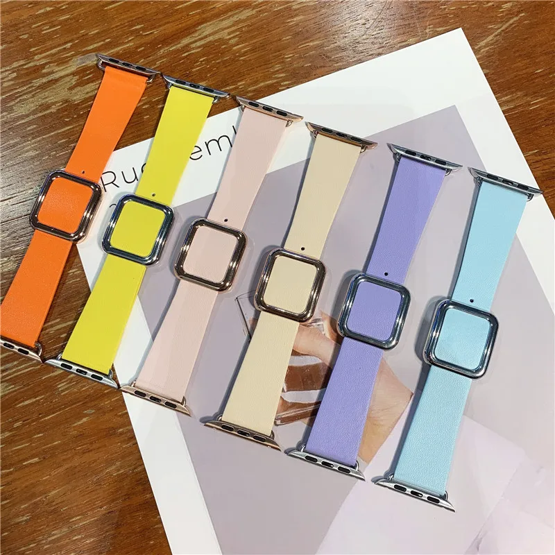 

Leather strap for Apple watch UItra 8 7 6 5 4 SE 45mm 41mm 40mm 44mm Modern style magnetic strap for iwatch3 38mm 42mm wristband