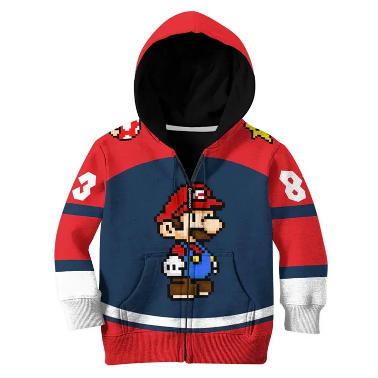 

Super Mario Bros Cartoon Round Neck Sweater Mario Luigi Yoshi Bowser Anime Figures 3D Printing Loose Casual Long Sleeve Hoodie