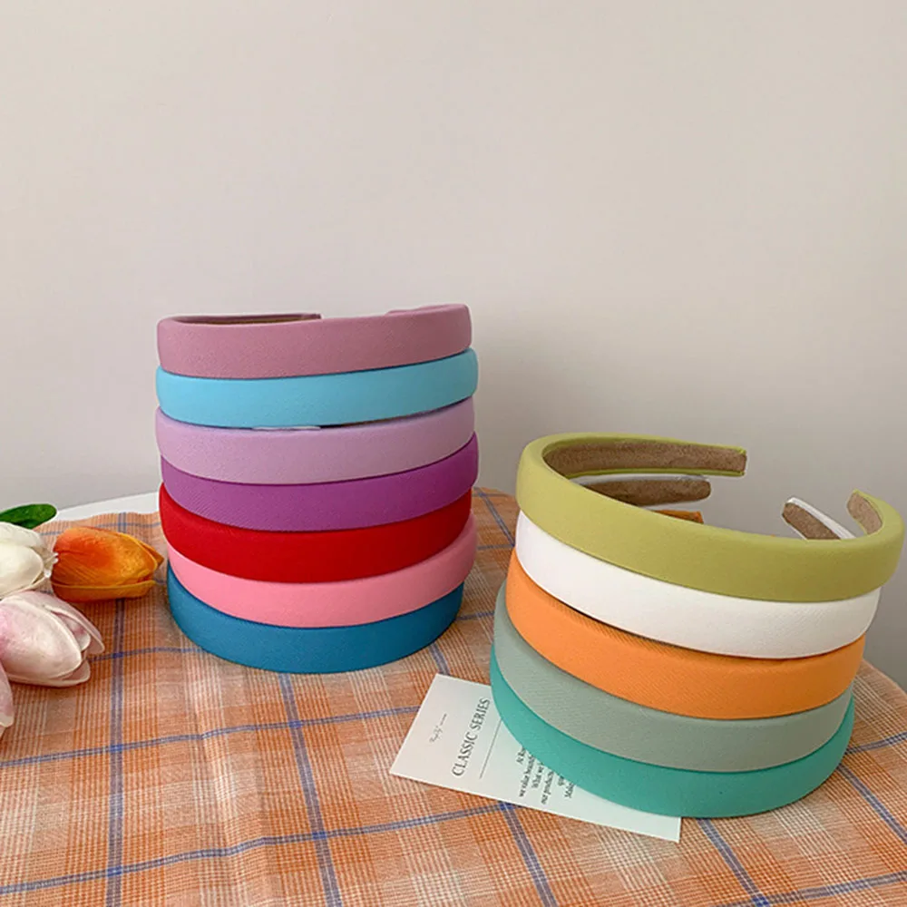 

Korean Candy Colors Women Headband Solid Padded Bezel Girls Hair Bands Soft Hairband Headwear Rubbers Elastic Hair Accessories