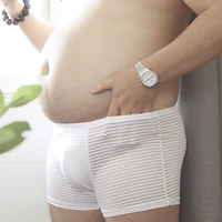 mens u shaped boxers briefs sexy lingerie chubby plus size fashion new see through underwear solid color underpants