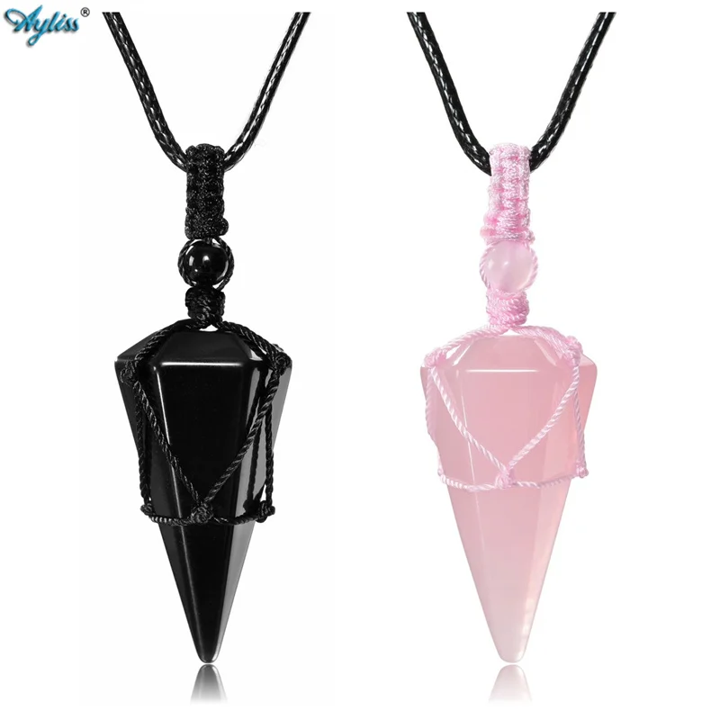 

Ayliss 6 Facet Reiki Healing Crystal Stone Pointed Pendant Necklaces Adjustable Natural Gem Stones Necklace Reiki Quartz Jewelry