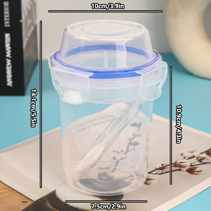 Чашка для салата с фруктами и йогуртами завтрака крышкой ложкой-вилкой