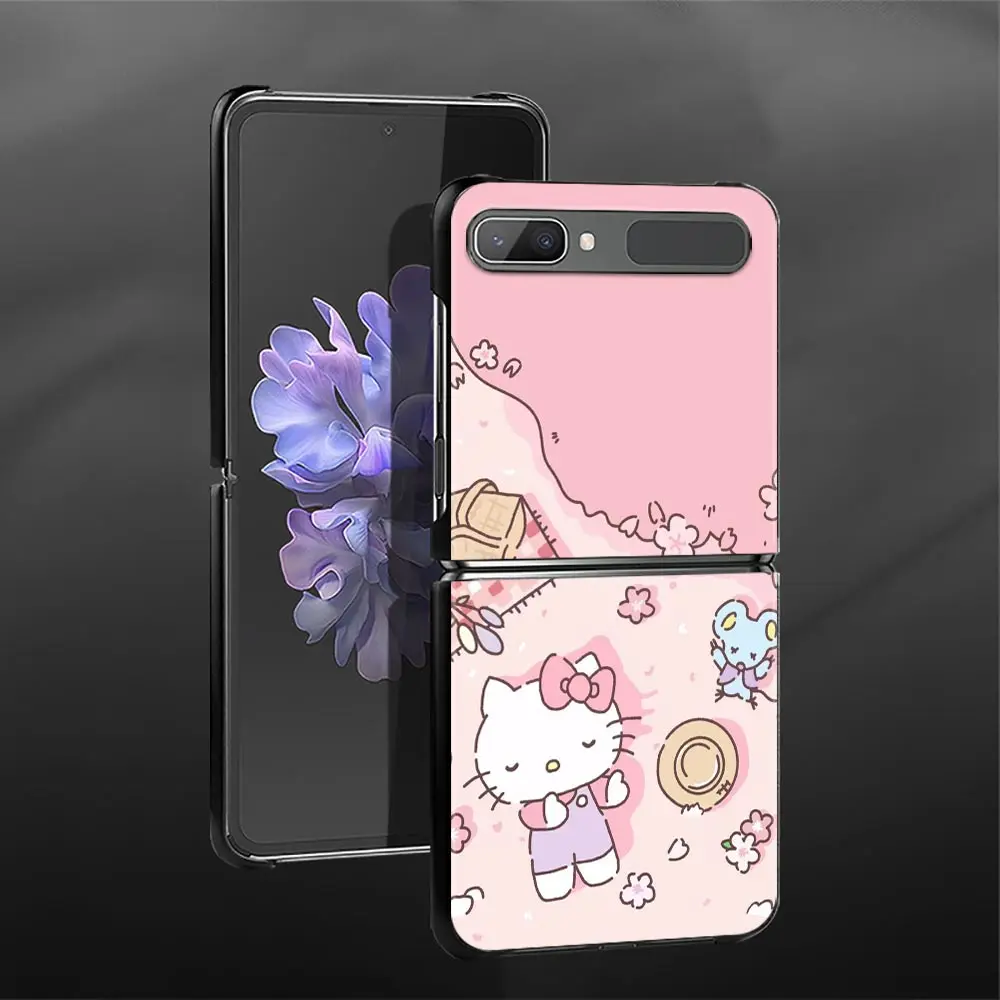 Розовый Стильный чехол с цветочным рисунком Hello Kitty для Samsung Galaxy Z флип-чехол
