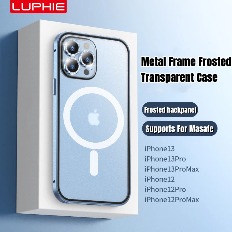 

Metal Frame Matte PC BackPlane Case For iPhon 14 13 Pro Max Magsafe Aluminium Glass Camera Protection Magnetic Wireless Charging