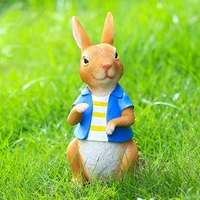 resin easter bunny statue rabbit holding carrot desktop figurine room decoration for living room garden house warming gifts