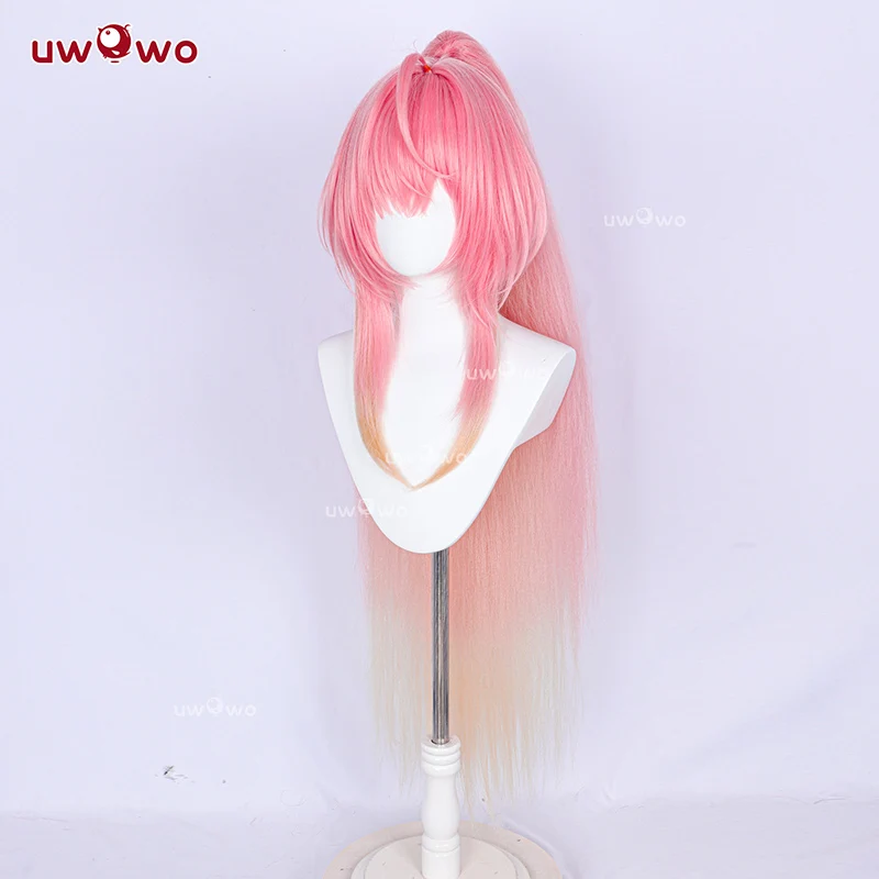 Фото Парик для косплея UWOWO Aemeath из игры Wuthering Waves, длинные розовые волосы, парик для Хэллоуина №4