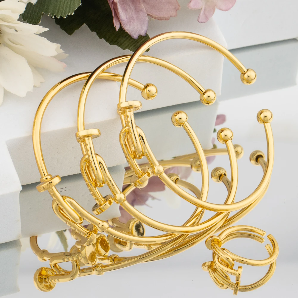 Модный комплект колец браслеты 3 шт. золотой позолоченный браслет регулируемые