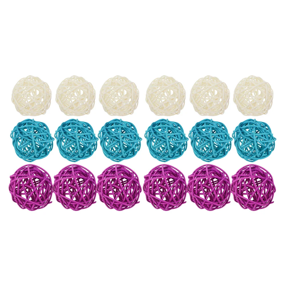 

18Pcs Multi-purpose Rattan Woven Balls Hanging Crafts Making Colored Balls Photo Props