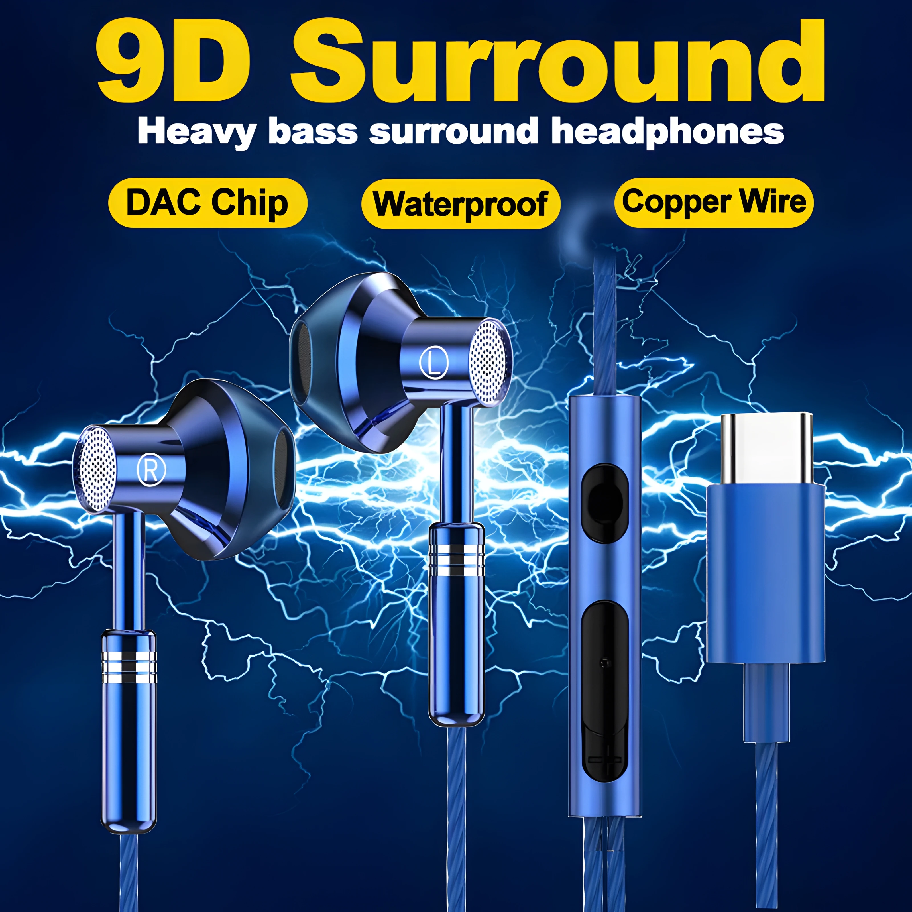 Waterproof DAC 9D HiFi Stereo Bass Earbuds Sports Type 