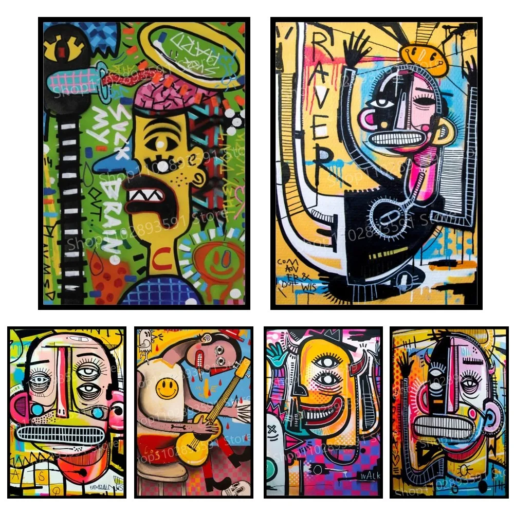 Художественный абстрактный постер с граффити в уличном стиле, бумажный принт для дома, гостиной, прихожей, бара, ресторана, кафе, художественное украшение