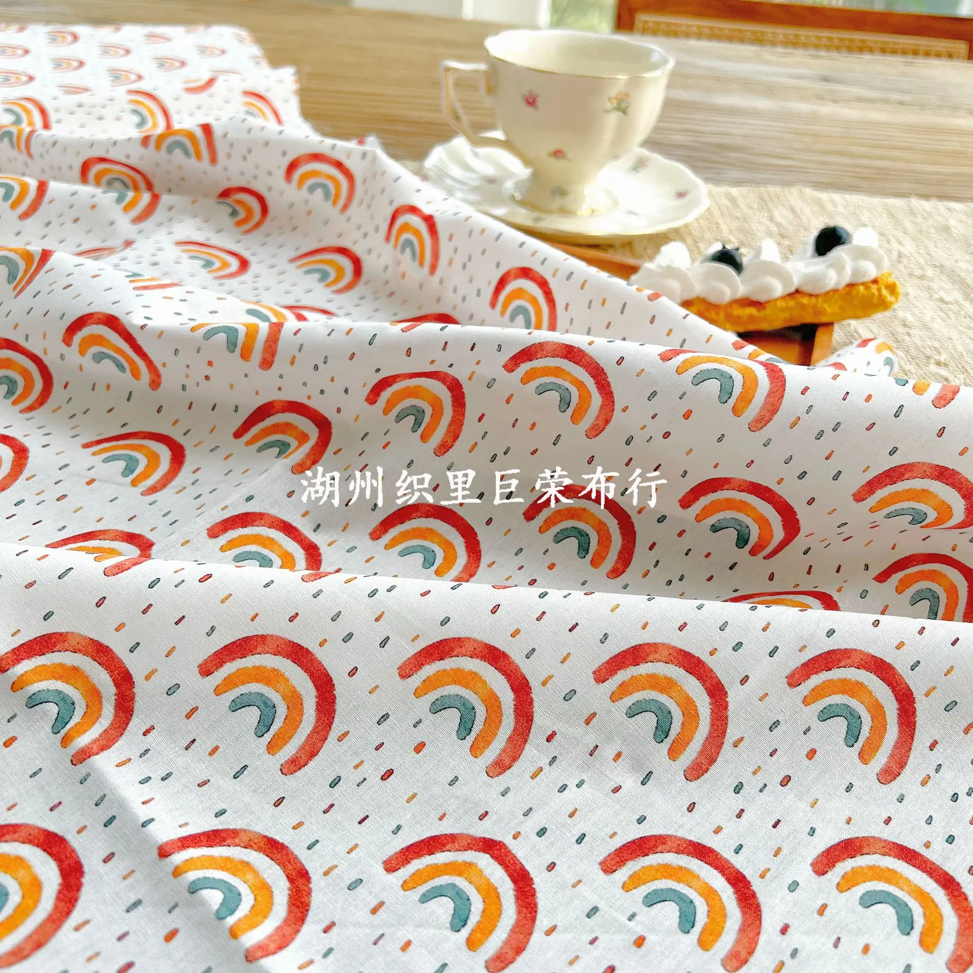 

(100 см) Корейская версия цифровая печать хлопчатобумажная ткань чистый хлопок Радужный дождь горошек сломанные цветочные ткани женская одежда
