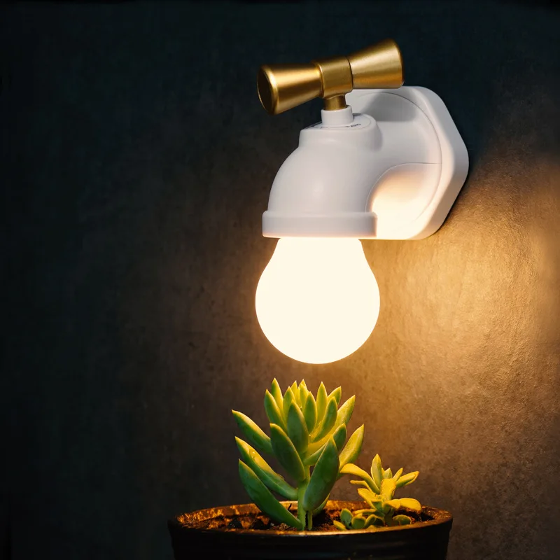 

Voice-activated Induction Bedside Table Lamp Creative And Cute Faucet Led Night Light USB Charging Wall Lamp Home Decoration