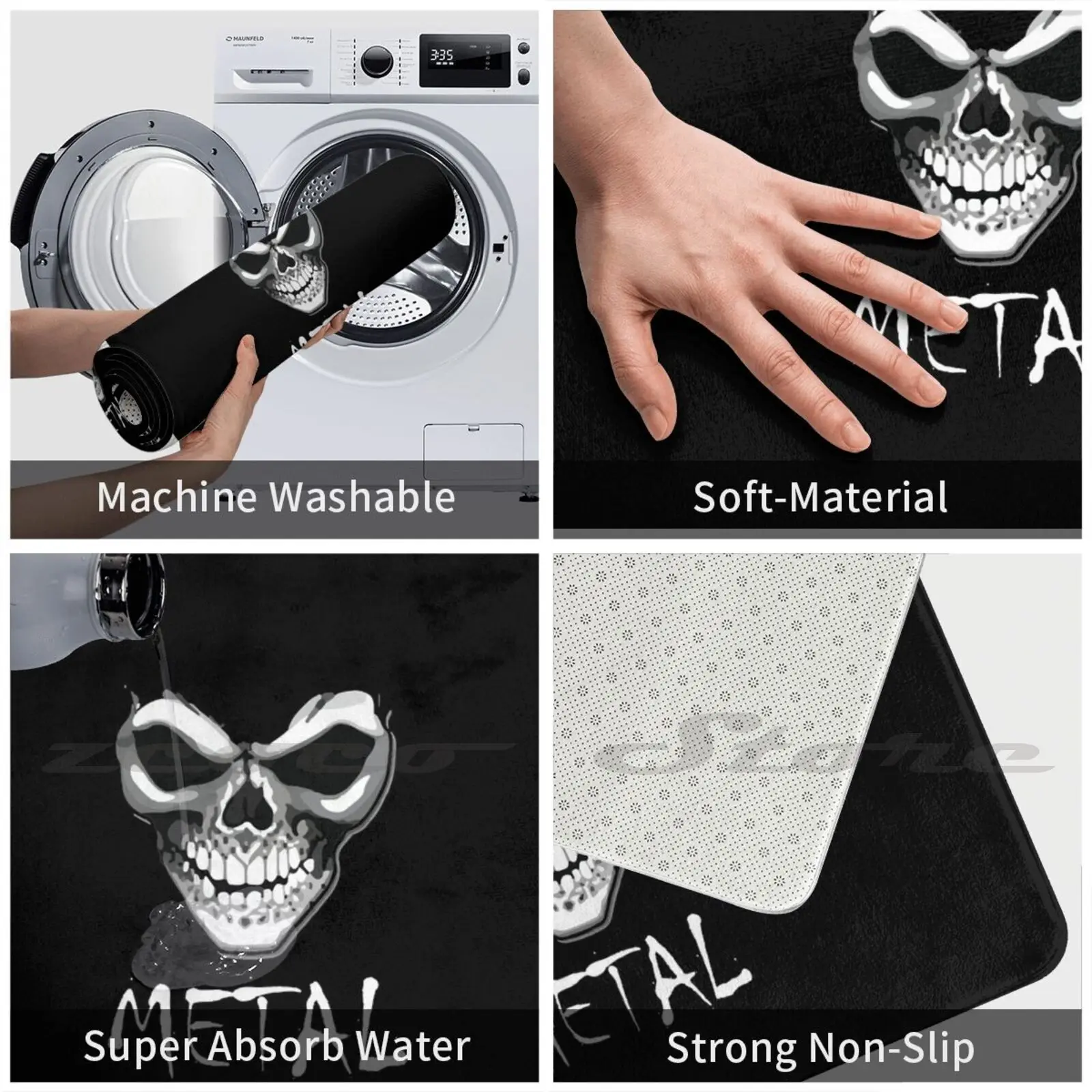 Копия тяжелого металла Музыкальный Череп Мягкий коврик дверной прорези