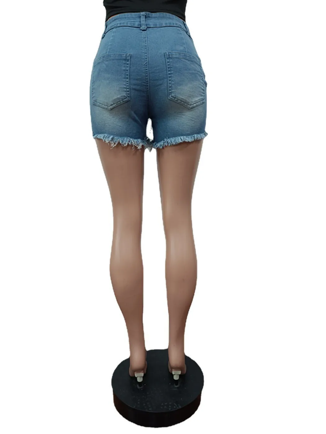 Y2k Streetwear Jeans Pants for Women Sexy Ripped Tassel Button Pockets Shorts Summer Casual Washing Skinny Female Denim Shorts