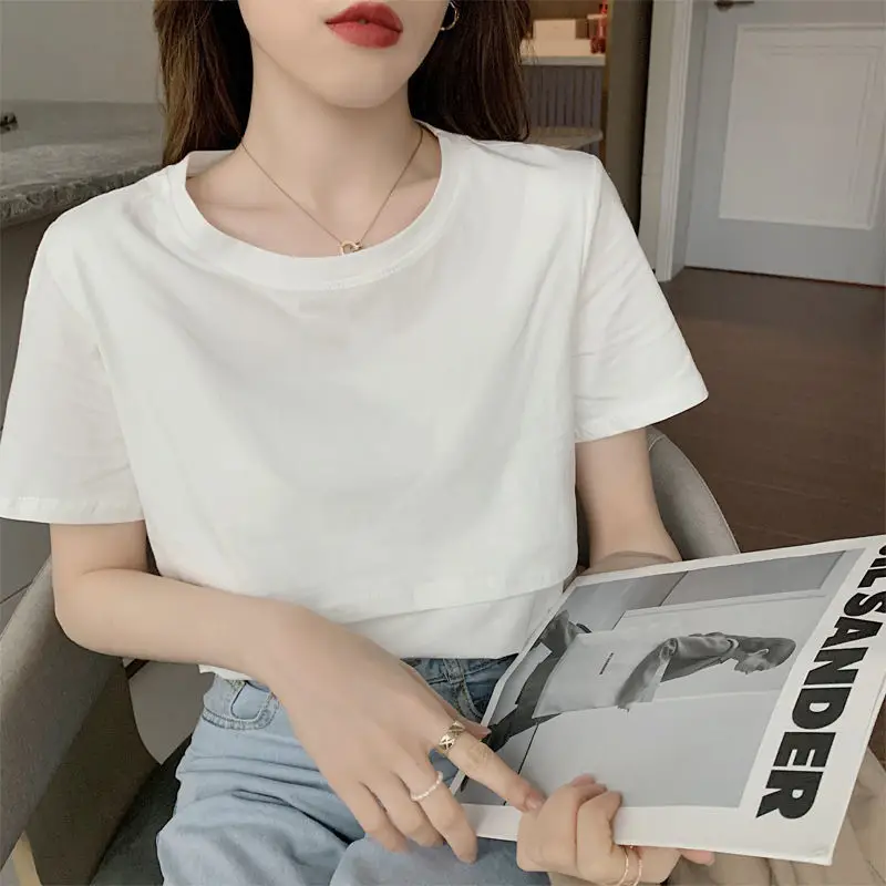 

maternity summer short sleeve t-shirt top White