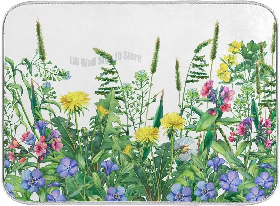 

Spring Breath Dish Drying Mat for Kitchen Counter Absorbent Reversible Microfiber Dish Mat