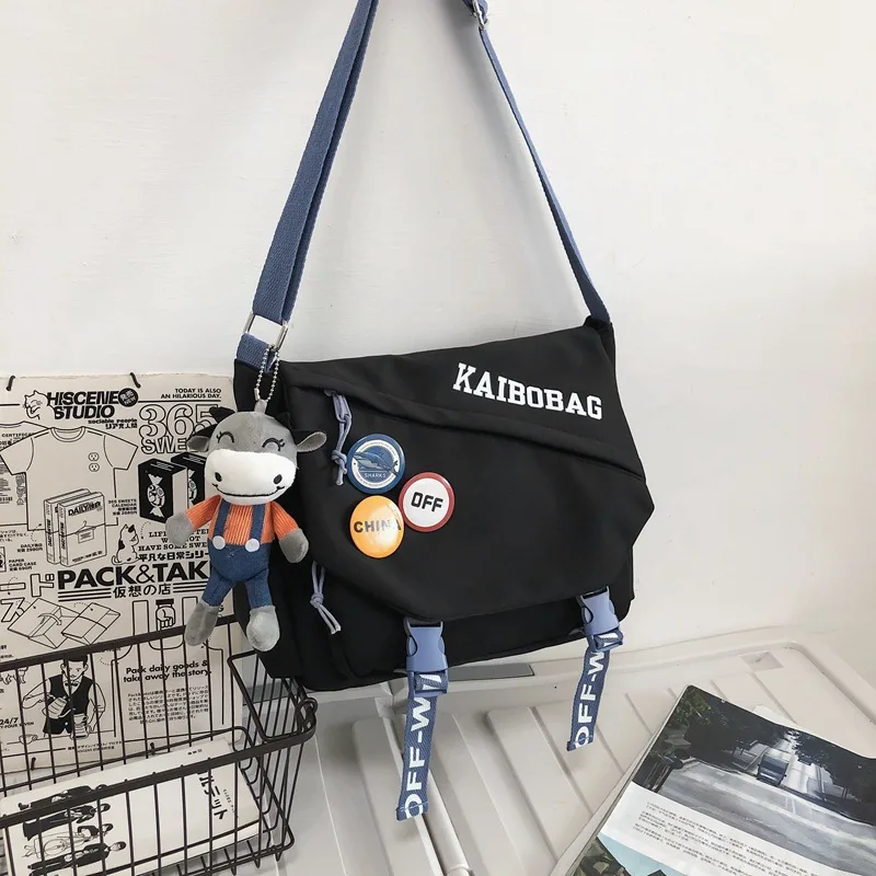 Men and Women Couple Bag Messenger Bag Student Bag Trendy Waterproof Nylon Messenger Bag Casual Shoulder Bag Backpack