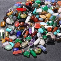 wholesale 5pcs mixed natural stone pendants love heart star geometry charms for jewelry making diy bracelet necklace accessories