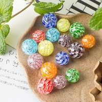 5pcs round ball shape 12mm 14mm helix lampwork glass loose crafts beads for diy necklace jewelry making findings